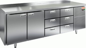 Холодильный стол HICOLD BN1133 BR2 BT, бок, 6 ящиков, 2 двери (-18...-10°С)